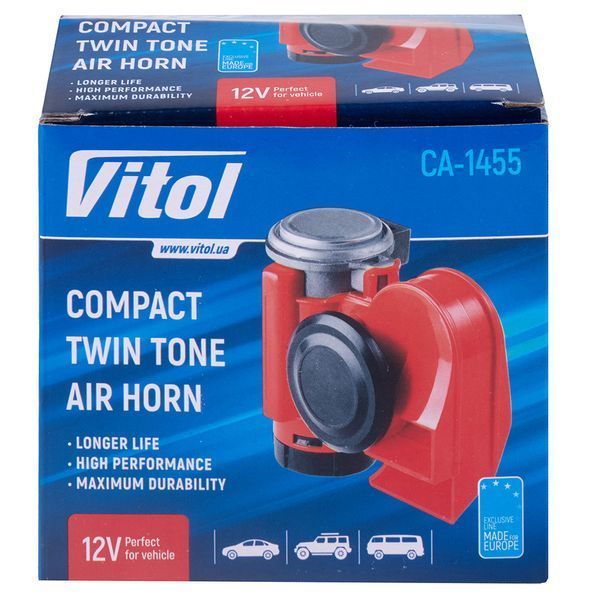 Сигнал пневматичний Vitol CA-1455 12V Червоний 122803 фото