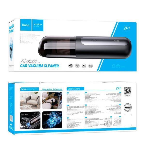 Портативний пилосос Hoco ZP1 Cool Portable Car Vacuum Cleaner 55W 4000mAh 120ml Black 107887 фото