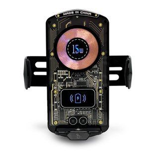 Автоутримувач Wireless Induction Car Holder Auto Open-Close XYJ A6 15W RGB Black 108941 фото