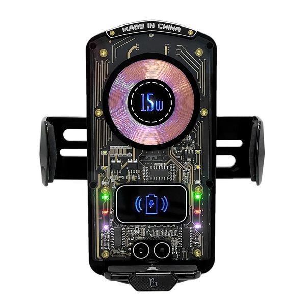 Автодержатель Wireless Induction Car Holder Auto Open-Close XYJ A6 15W RGB Black 108941 фото
