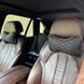 Подушки на підголовник екошкіра Чорна + вставка алькантара Соти рядок Сіра + кант Сірий (2шт.) 109734 фото 1