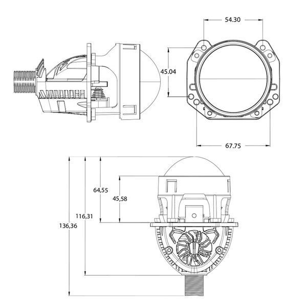 Лінзи світлодіодні Cyclon LED BL 2.5" I1 MAX 55/63W 5500К 9-16V (2 шт.) 108793 фото